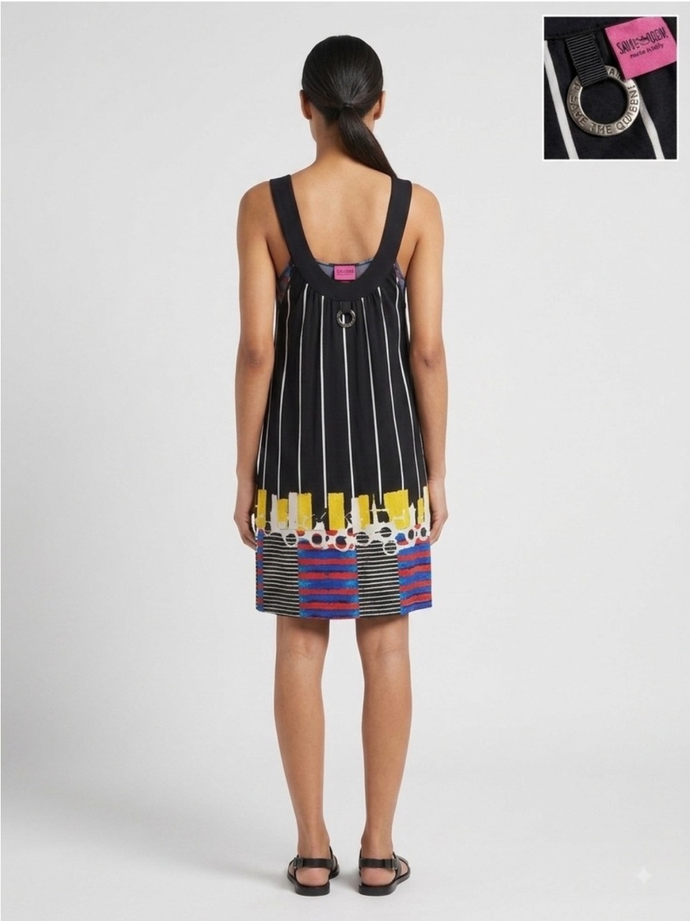 Save The Queen! Made in Italy Striped Abstract Print Tunic Dress Size L